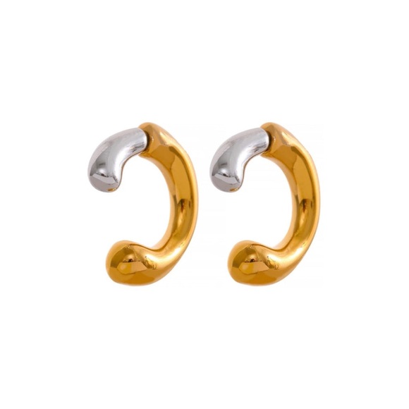 18k Gold Plated Two-Tone Ear Jacket - Picture 1 of 2
